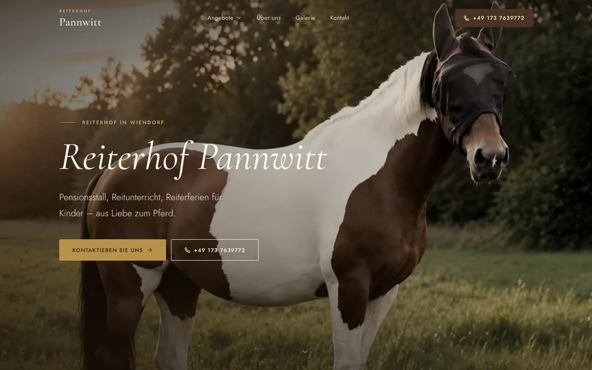 Screenshot der Website Reiterhof Pannwitt